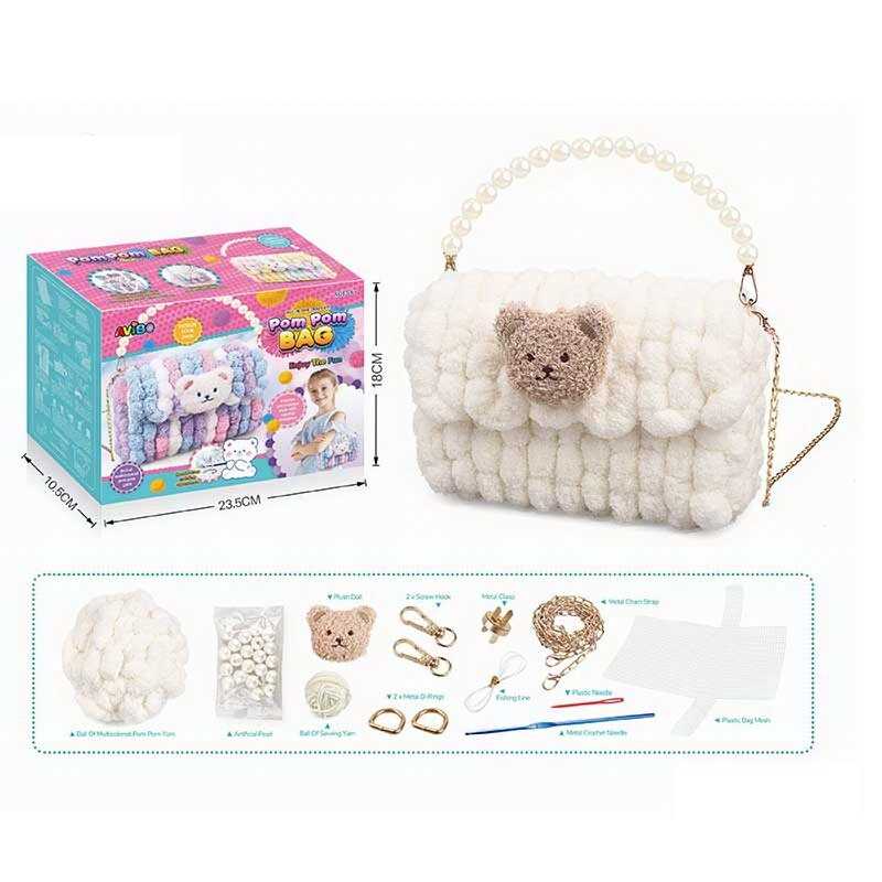 Набір для в`язання A 6603 E (72/2) 14 елементів, основа з отворами, помпони, намистини, металевий ціпок, карабіни, голка, нитки, в коробці