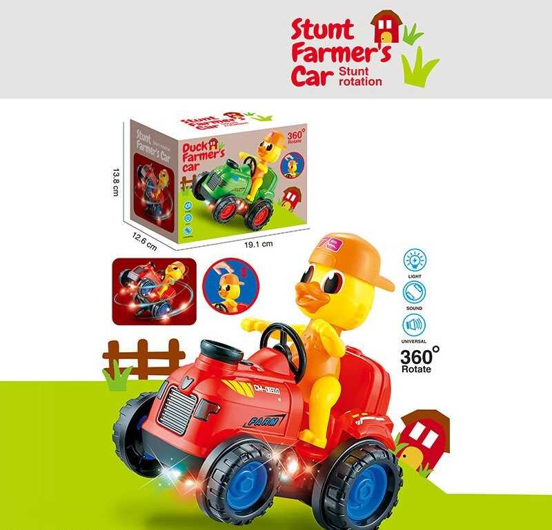 Музична іграшка HG 788-5 (60/2) підсвічування, мелодії, обертається, машинка підіймається під час їзди, фігурка каченя, в коробці
