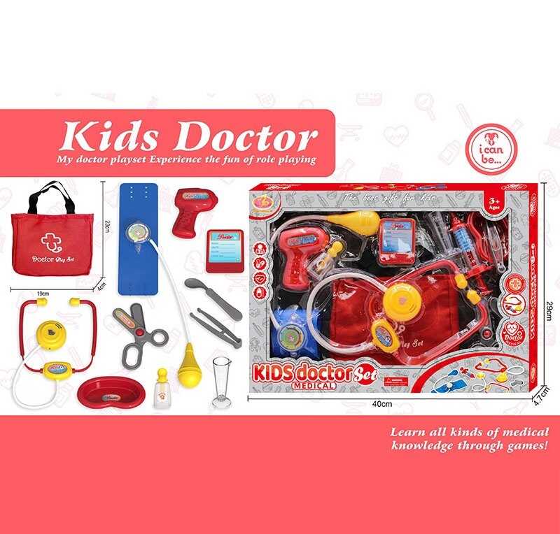 Набір лікаря KJ 1923 A-9 (48/2) сумка, стетоскоп, термометр, тонометр, тарілочка, планшетка, стаканчик, в коробці