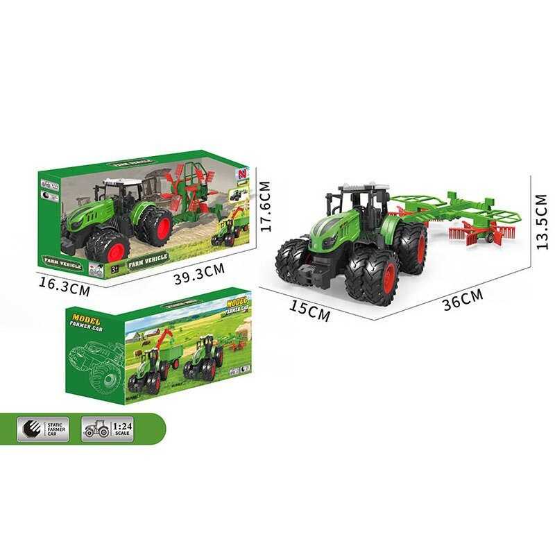 Трактор 99-81 B (24) довжина 36 см, масштаб: 1:24, подвійні гумові колеса, навісне обладнання, в коробці
