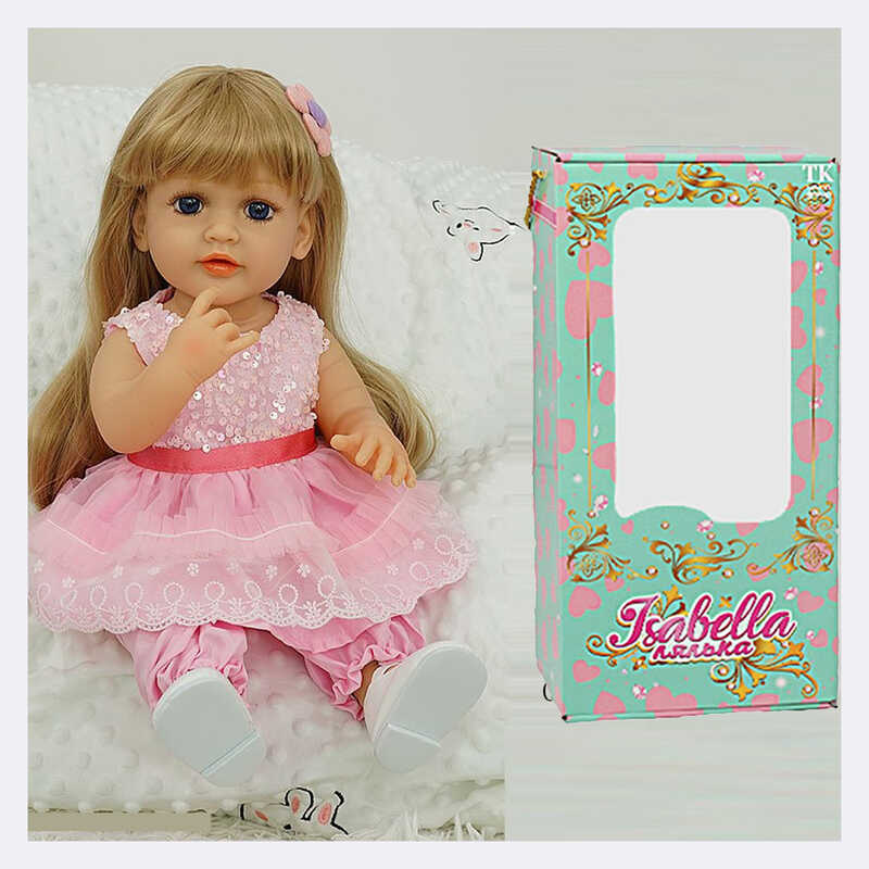 Лялька QM 25004 (12) "TK Group", функціональна, висота: 50 см, датчик руху, звуки: сміх, плач, засинає, гумова, імітація скляних очей, в коробці