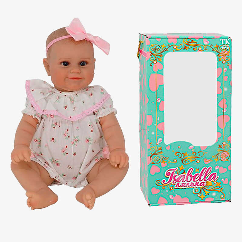 Пупс QM 24041 (12) "TK Group", функціональний, датчик руху, звуки: сміх, плач, засинає, висота: 45 см, гумовий, пустушка, пляшечка, памперс, пов’язка 