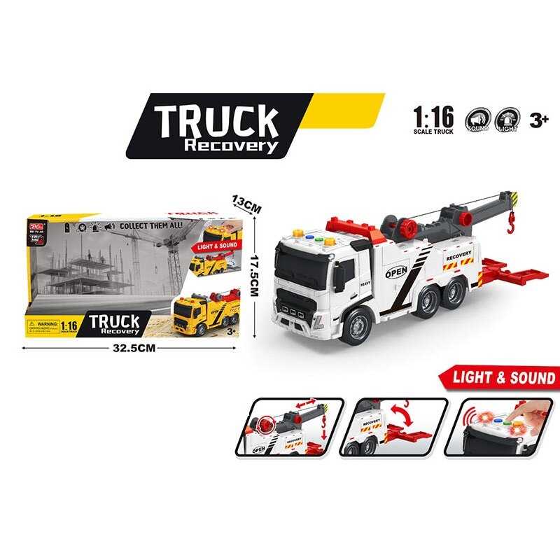 Спецтехніка A 1110-18 (36/2) “Кран”, довжина 27 см, підсвічування, звук транспорту, інерція, масштаб 1:16, телескопічний кран, гумові шини, в коробці