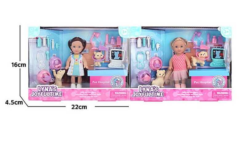 Лялька 3813 (96/2) 2 види, висота: 12 см, аксесуари, улюбленці, рухомі кінцівки, знімний одяг, в коробці, ВИДАЄТЬСЯ МІКС