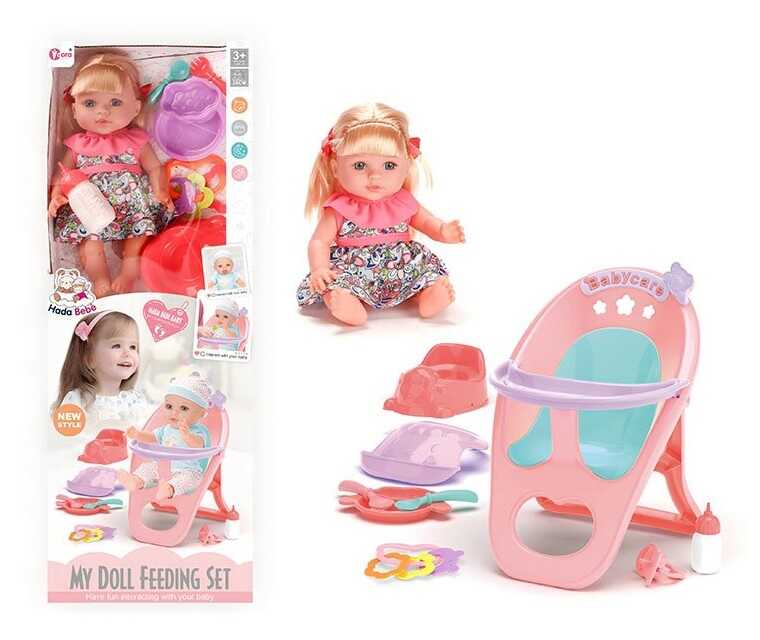 Лялька WZB 8127-7 (30) висота: 29 см, музичний чип, тіло: пластик, кінцівки і голова: гума, знімний одяг, столик для годування, аксесуари, в коробці