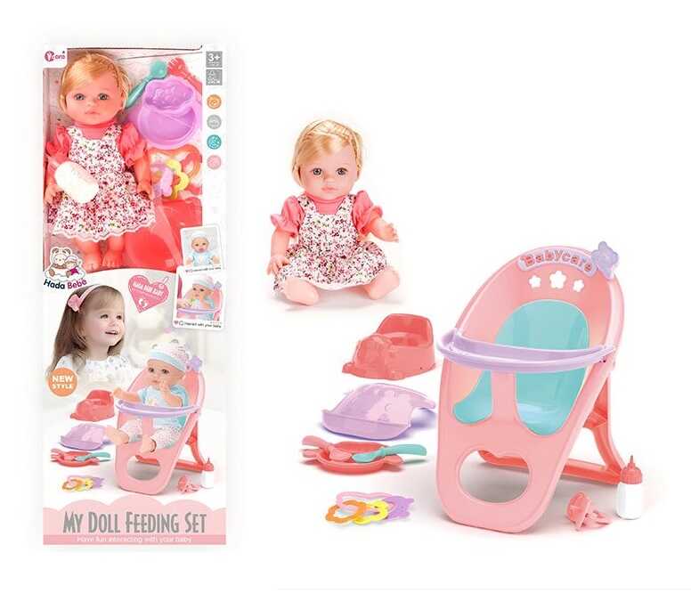 Лялька WZB 8127-10 (30) висота: 29 см, музичний чип, тіло: пластик, кінцівки і голова: гума, знімний одяг, столик для годування, аксесуари, в коробці