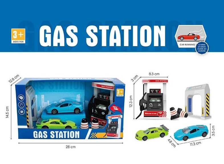 Заправна станція 890-36 A (72/2) 2 моделі машин, інерція, гумові шини, звук зправки, в коробці