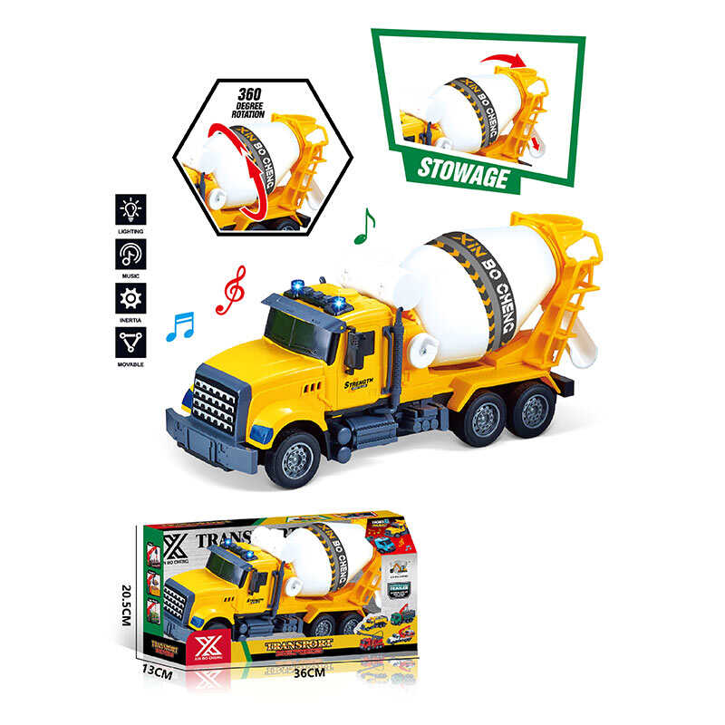 Спецтехніка 688-1 C (24) “Бетонозмішувач”, довжина 33 см, підсвічування, звукові ефекти, інерція, гумові колеса, рухомі деталі, в коробці