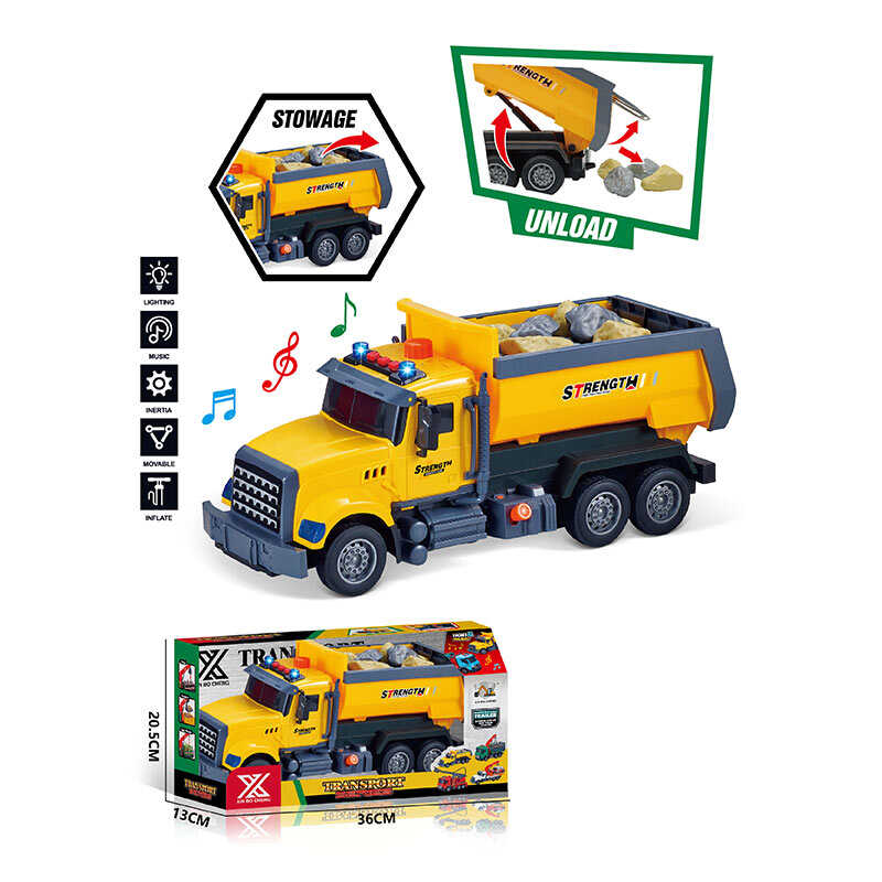 Спецтехніка 688-2 B (24) “Вантажівка”, довжина 32 см, підсвічування, звукові ефекти, інерція, гумові колеса, рухомі деталі, пластикове каміння, в коробці