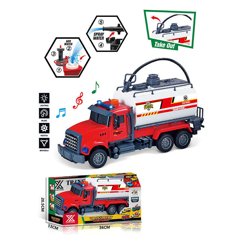 Музична машина 688-3 A (24) “Водовоз”, довжина 33 см, підсвічування, звукові ефекти, інерція, гумові колеса, рухомі деталі, в коробці