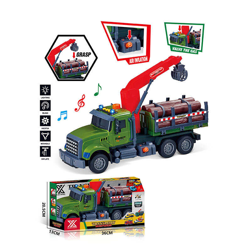 Спецтехніка 688-5 A (24) “Вантажівка з маніпулятором”, довжина 33 см, світло, звук, інерція, гумові колеса, висувна стріла, рухомі дет., в коробці