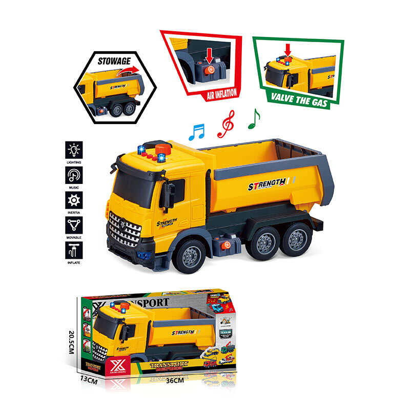 Спецтехніка 688-7 A (24) “Вантажівка”, довжина 28 см, підсвічування, звукові ефекти, інерція, гумові колеса, рухомі деталі, в коробці