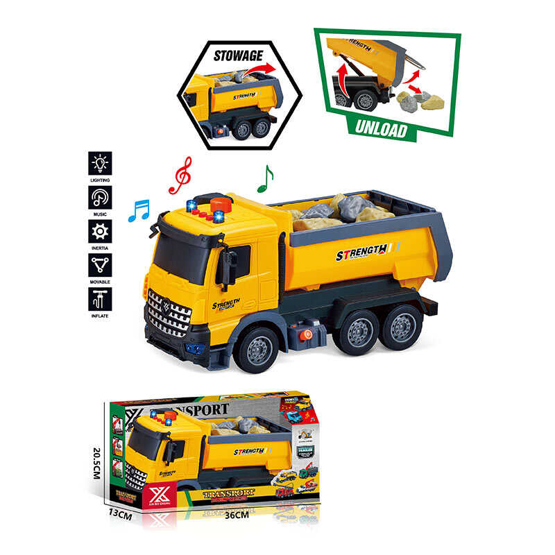 Спецтехніка 688-7 B (24) “Вантажівка”, довжина 28 см, підсвічування, звукові ефекти, інерція, гумові колеса, рухомі деталі, в коробці