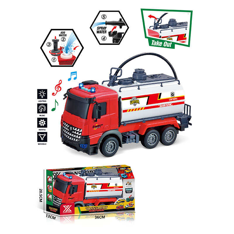 Спецтехніка 688-8 B (24) “Водовоз”, довжина 29 см, підсвічування, звукові ефекти, інерція, гумові колеса, помпова подача води, в коробці