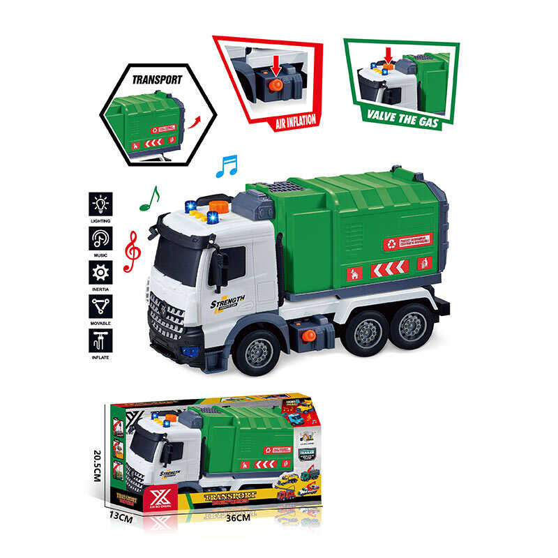 Спецтехніка 688-9 A (24) “Сміттєвоз”, довжина 29 см, підсвічування, звукові ефекти, інерція, гумові колеса, рухомі деталі, в коробці