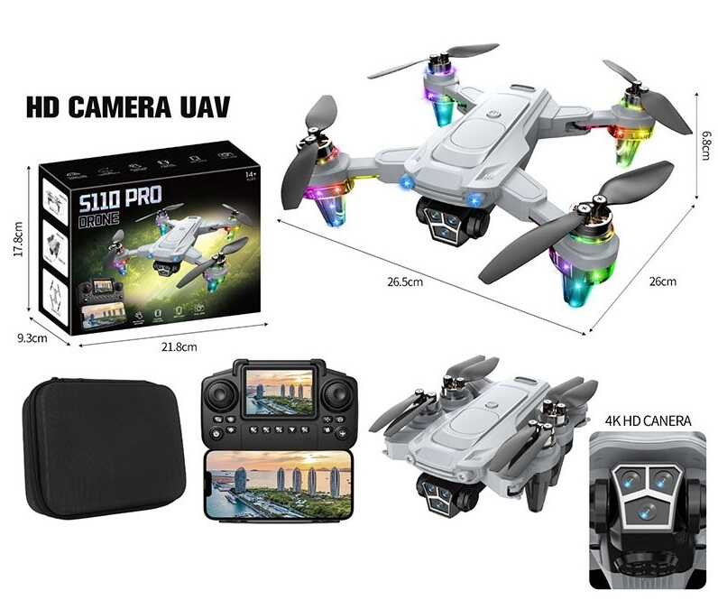 Квадрокоптер S 110 PRO (36) знімний акумулятор, USB-кабель, пульт 2.4G, підсвічування, 4К HD камера, сумка, додаток, в коробці