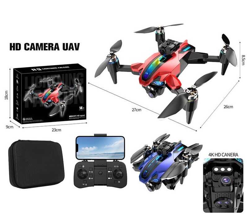 Квадрокоптер R 9 DRONE (36) 2 HD-камери, headless mode, уникає перешкоди, Wi-fi камера, керування з додатка, змінний кут нахилу камери, акумулятор 3.7 V, пульт керування 2.4 G, футляр, в коробці