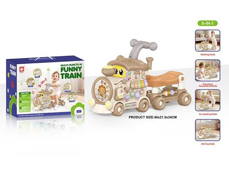 Ходунки-каталка 8870 (6) 5 в 1, підсвічування, звуки, піаніно, 2 режими, ноти, назви кольорів, пальчикові ігри, мелодії, пісні, озвучування англійською мовою, сортер, пискавка, годинник, на батарейках, в коробці