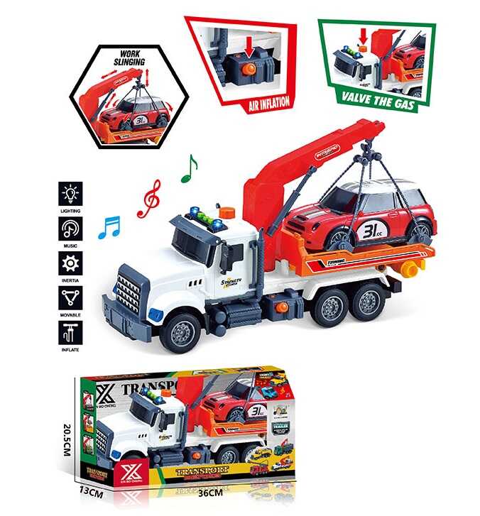 Спецтехніка 688-3 B (24) “Вантажівка з підйомником”, довжина 35 см, підсвічування, звукові ефекти, інерція, гумові колеса, висувна стріла, в коробці