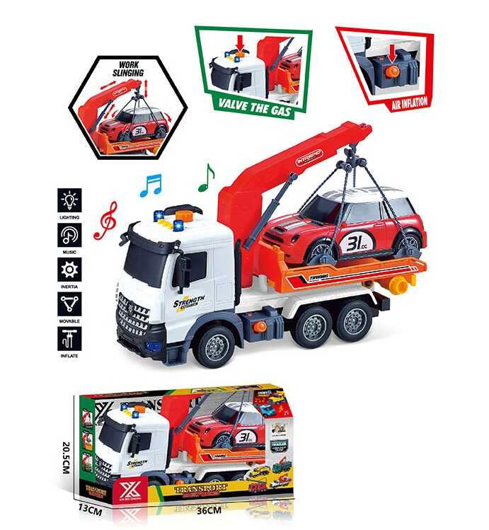 Спецтехніка 688-8 C (24) “Вантажівка з підйомником”, довжина 30 см, світло, звук, інерція, гумові колеса, висувна стріла, машинка, в коробці