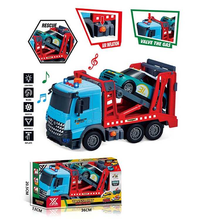 Спецтехніка 688-9 B (24) “Евакуатор”, довжина 28 см, підсвічування, звукові ефекти, інерція, гумові колеса, платформа підіймається, машинка, в коробці