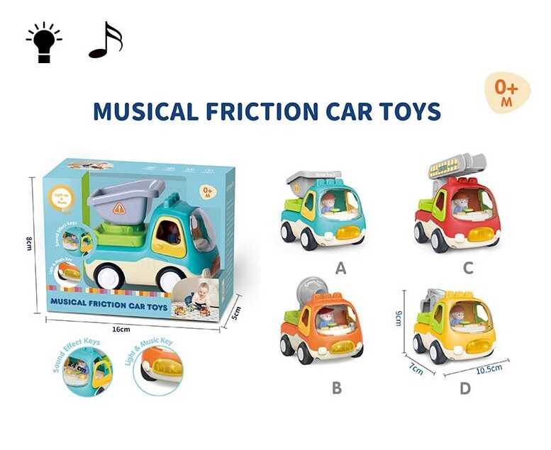 Машинка 7756 ABCD (72) 4 види, ЦІНА ЗА 1 ШТУКУ, “Спецтехніка”, на батарейках, інерція, звуки, підсвічування, рухомі елементи, дверцята відчиняються, в коробці, ВИДАЄТЬСЯ МІКС