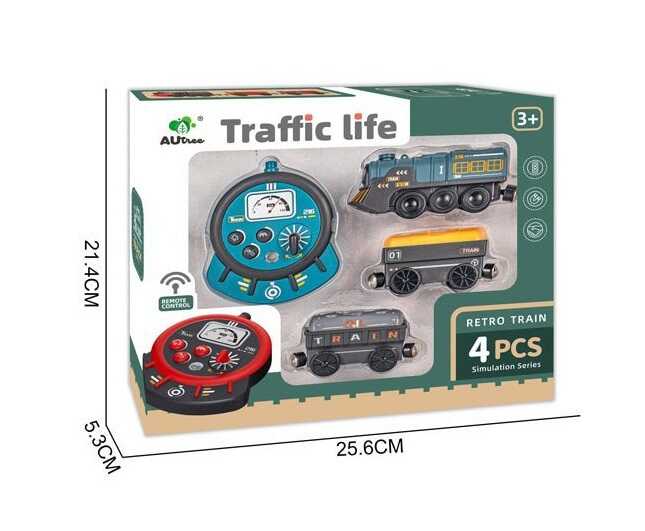 Потяг на радіокеруванні AU 9664 (60/2) 2 вагони, звуки, підсвічування, парогенератор, в коробці