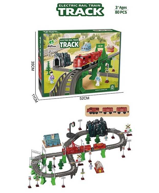 Залізниця AU 8661 (18) 80 елементів, підсвічування, звуки транспорту, автоматичний рух потяга, магнітне з