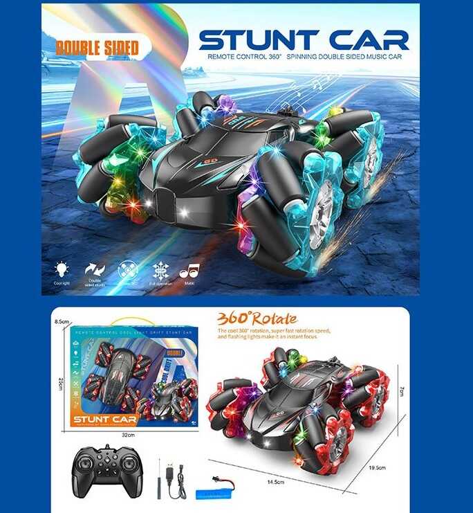 Машина на радіокеруванні 888-20 (36) 2 види, перевертиш, акумулятор: 3.7 V, пульт, оберт на 360°, підсвічування, музика, в коробці, МІКС