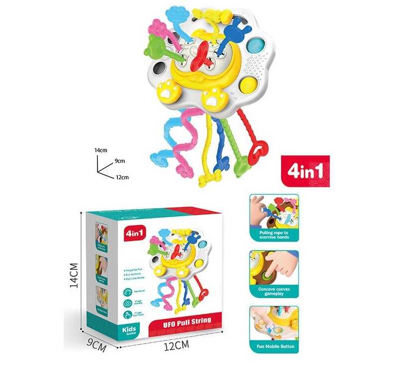 Брязкальце 1017 (168) поп-іт, гумові елементи, тріскачка, лапки обертаються,  в коробці