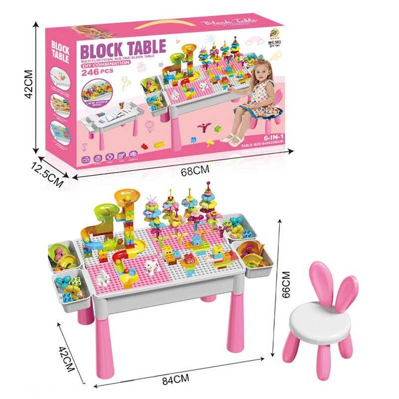 Столик з конструктором MC 503 (6) 246 елементів, конструктор, розмір столика: 84х42х42 см, стільчик, в коробці 