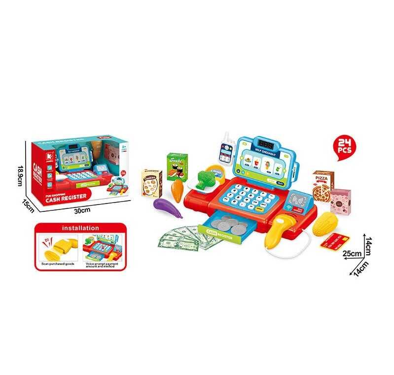Касовий апарат G 266 AA (30) 24 елементи, звук, сканер, калькулятор, ваги, каса відкривається, продукти, карта, купюри, монети, в коробці