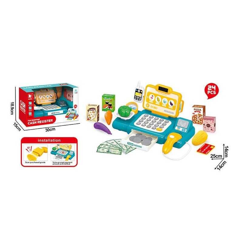 Касовий апарат G 266 AC (30) 24 елементи, звук, сканер, калькулятор, ваги, каса відкривається, продукти, карта, купюри, монети, в коробці