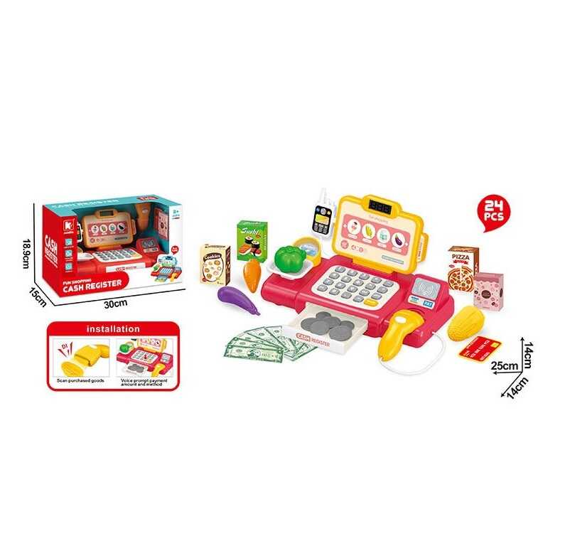 Касовий апарат G 266 AD (30) 24 елементи, звук, сканер, калькулятор, ваги, каса відкривається, продукти, карта, купюри, монети, в коробці