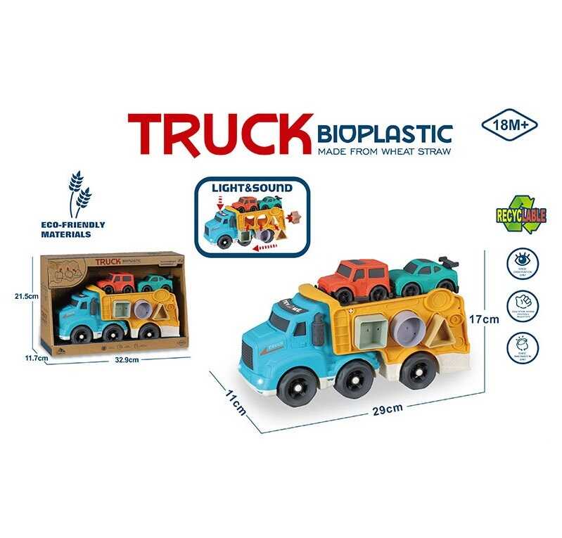 Трейлер 933-882 AM (24/2) звуки, мелодія, підсвічування, 2 машинки, геометричний сортер, з біопластику, в коробці