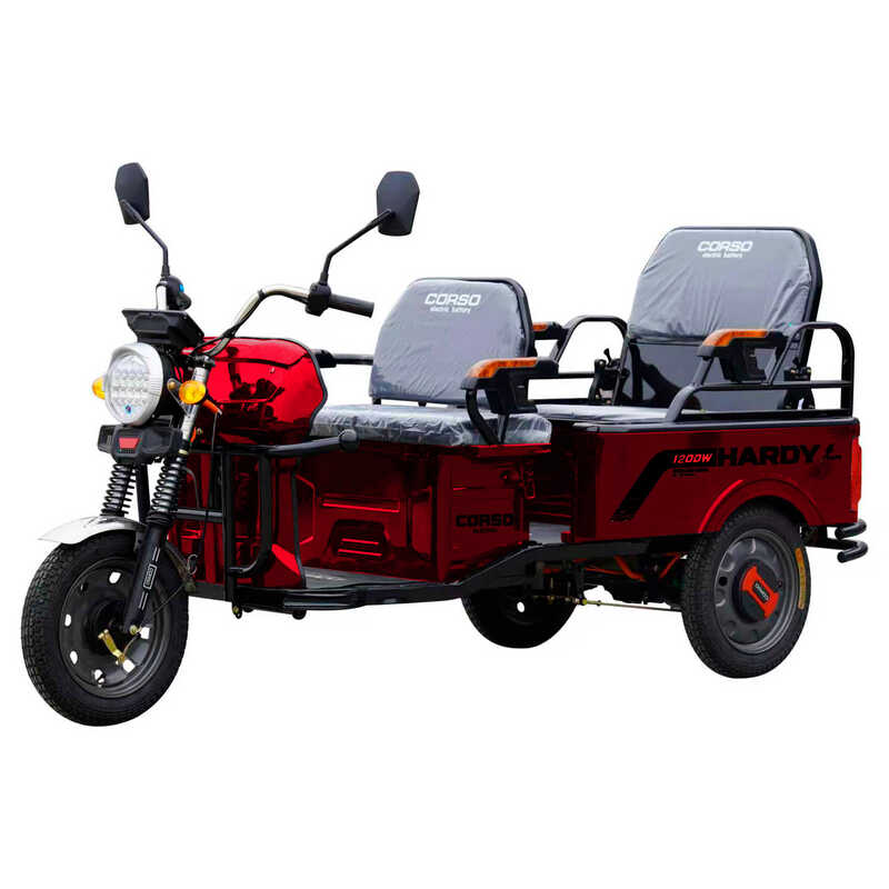 Електричний вантажний трицикл Corso «Hardy» HR-640050 (1) 4 МІСЦЯ + 1 ЯЩИК АКУМ, двигун 1200W, акумулятор графен. 60V/38Ah, колеса 300-12, розібраний