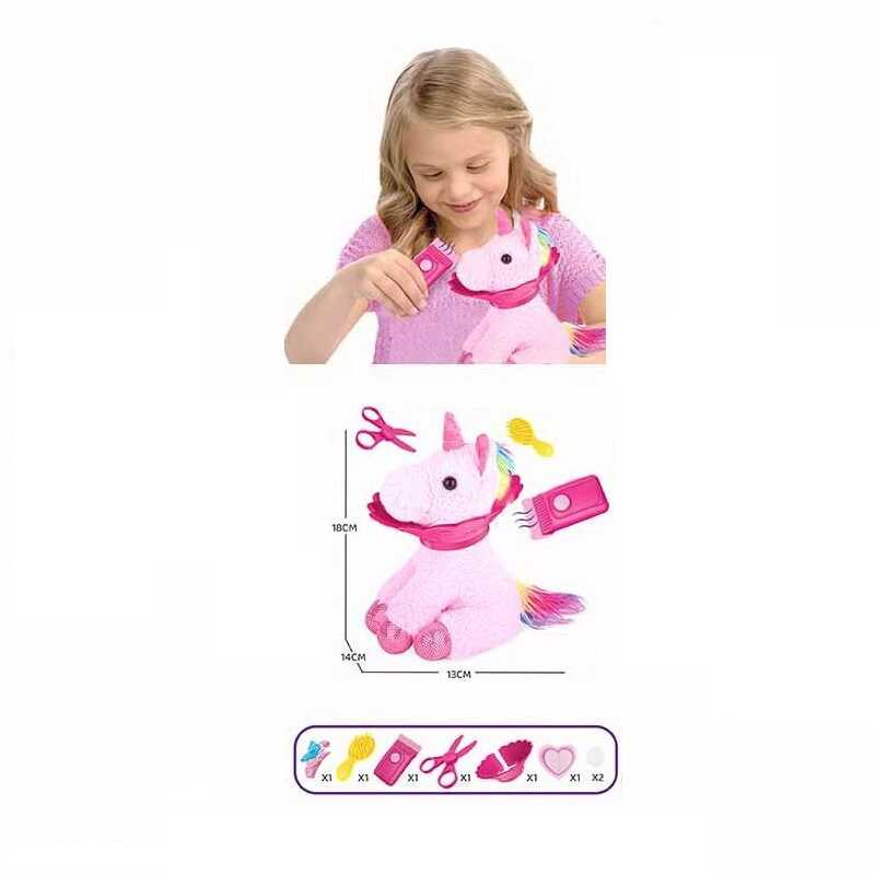 Тваринка з аксесуарами DR 5108 (48/2) “Єдиноріг”, м’яка іграшка, набір грумера, 6 аксесуарів, у пакеті
