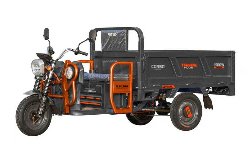 Електричний вантажний трицикл Corso «Truck Plus» CR-941705 (1) 6 МІСЦЬ + 2 ЯЩ АКУМ, двигун 1500W, акум. 72V/58Ah, колеса 375-12 / 400-12, розібраний