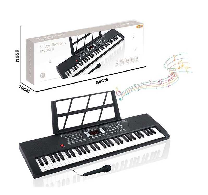 Синтезатор R 675 (10)  61 клавіша, мікрофон, пюпітр, метроном, запис та відтворення, 100 тонів, 100 ритмів, від мережі та батарейок, в коробці