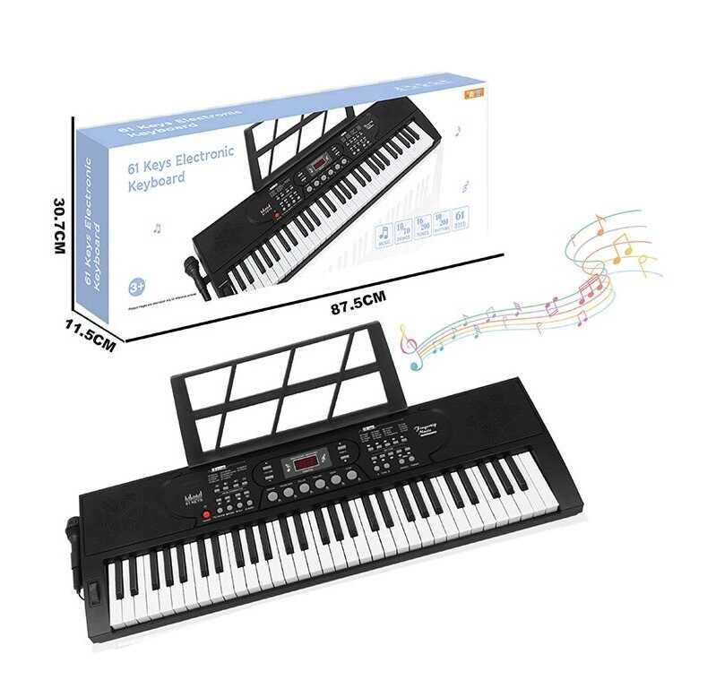 Синтезатор R 677 (5) 61 клавіша, 16 тембрів, 10 ритмів, 6 демо мелодій, “sound edit”, мікрофон, від мережі/батарейок, звуки інструментів, в коробці