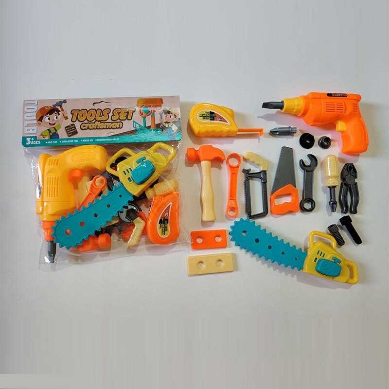 Набір інструментів 128-7 (144/2) шуруповерт, пила, викрутка, молоток, напильник пласкогубці, рулетка, аксесуари, в пакеті