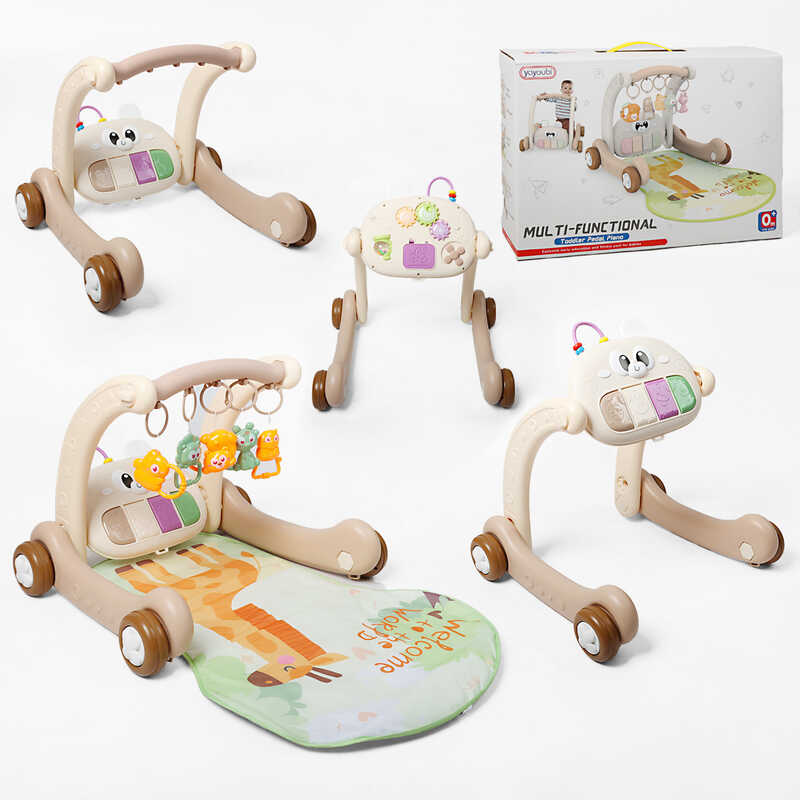 Ходунки 217 (10) трансформер, килимок, піаніно, ноти, мелодії, підсвічування, пальчикові ігри, 5 підвісок, в коробці