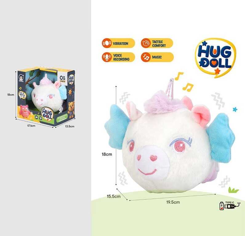 М’яка інтерактивна іграшка 988-74 (72/2) 3 режими роботи, мелодії, повторюшка, вібрує, вбудований акумулятор, Type-C, в коробці