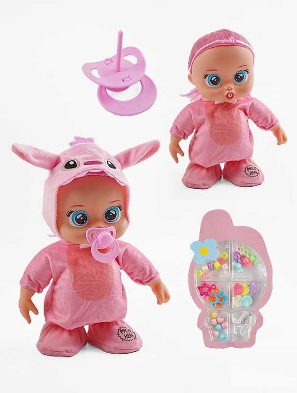 Пупс TK 2426-1 (40/2) висота 30 см, музичний чип, рухається, пісня англійською мовою,пустишка, набір прикрас, У ПАКЕТІ