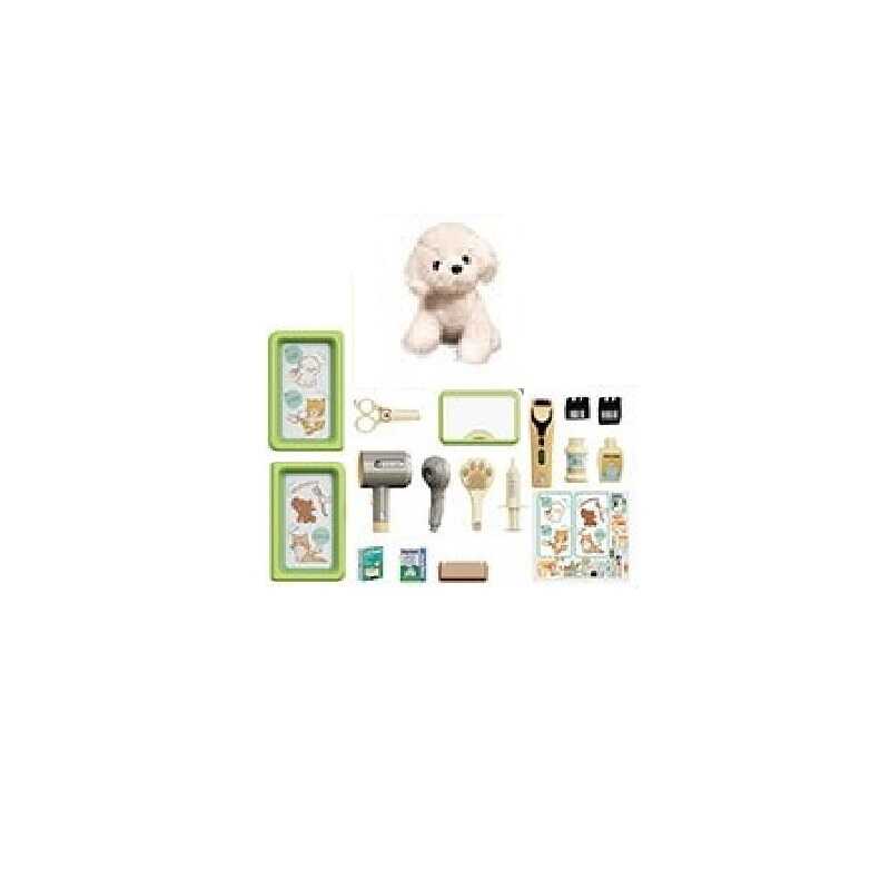 Набір для грумінгу 8 HT 02-1  (60/2) м’яка іграшка - тваринка, імітація роботи машинки для стрижки, фен, гребінець, ножиці, шприць, пляшечки, У ПАКЕТІ