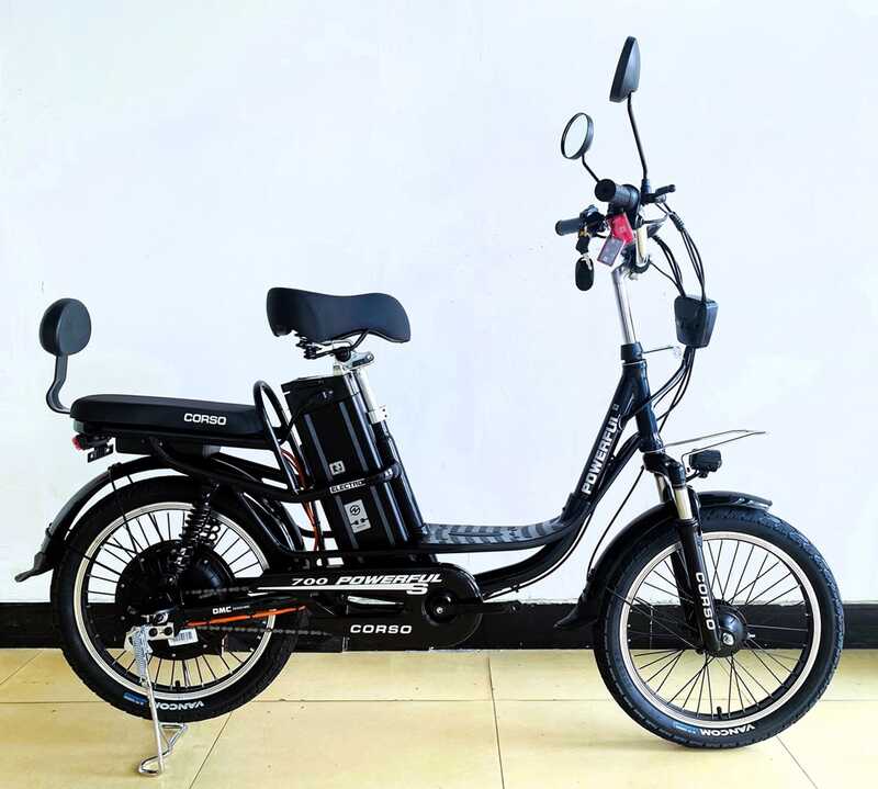 Електровелосипед Corso «Powerfull» 20" дюймів FW-76922 (1) ТЕМНО-СИНІЙ, +кошик, рама алюмінієва, двигун 700W, акум. 48V20Ah літієвий, зібраний на 75