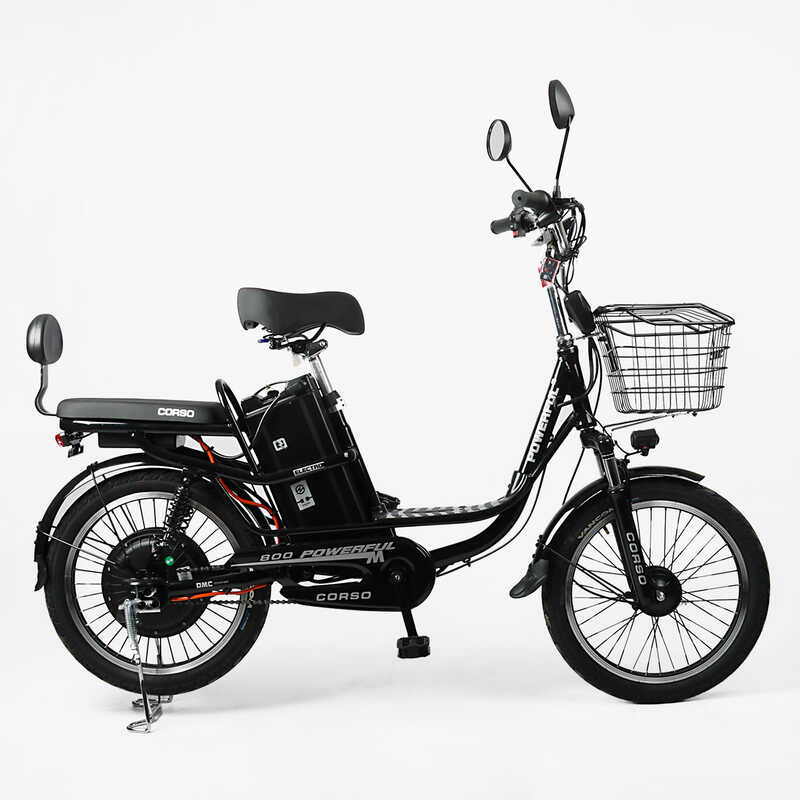 Електровелосипед Corso «Powerfull» 20" дюймів FW-51912 (1) ТЕМНО-СИНІЙ, +кошик, рама алюмінієва, двигун 800W, акум. 60V21Ah літієвий, зібраний на 75
