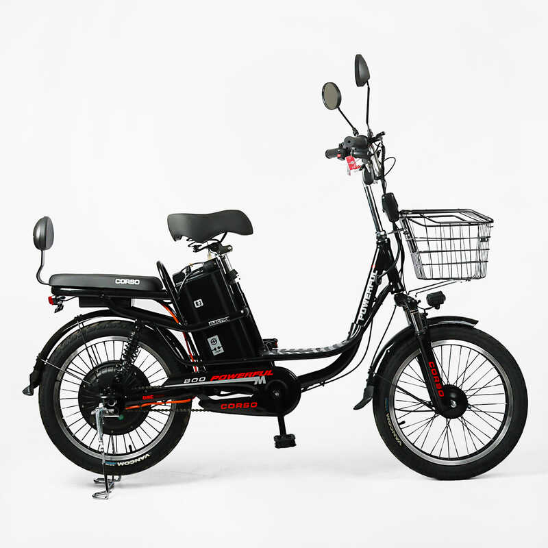 Електровелосипед Corso «Powerfull» 20" дюймів FW-44186 (1) ЧОРНИЙ, +кошик, рама алюмінієва, двигун 800W, акум. 60V21Ah літієвий, зібраний на 75