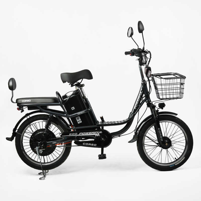 Електровелосипед Corso «Powerfull» 20" дюймів FW-32611 (1) ТЕМНО-СІРИЙ, +кошик, рама алюмінієва, двигун 800W, акум. 60V21Ah літієвий, зібраний на 75
