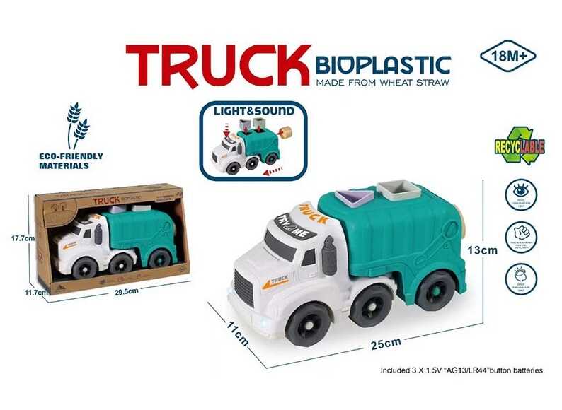 Машина 933-861 AM (32/2) звуки, мелодія, підсвічування, геометричний сортер, з біопластику, в коробці